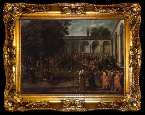 framed  Jean-Baptiste Van Mour Der Gesandte Cornelis Calkoen begibt sich zur Audienz beim Sultan Ahmed III., ta009-2